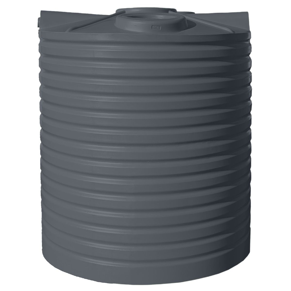 Dark grey 5,000L round poly rainwater tank – front view