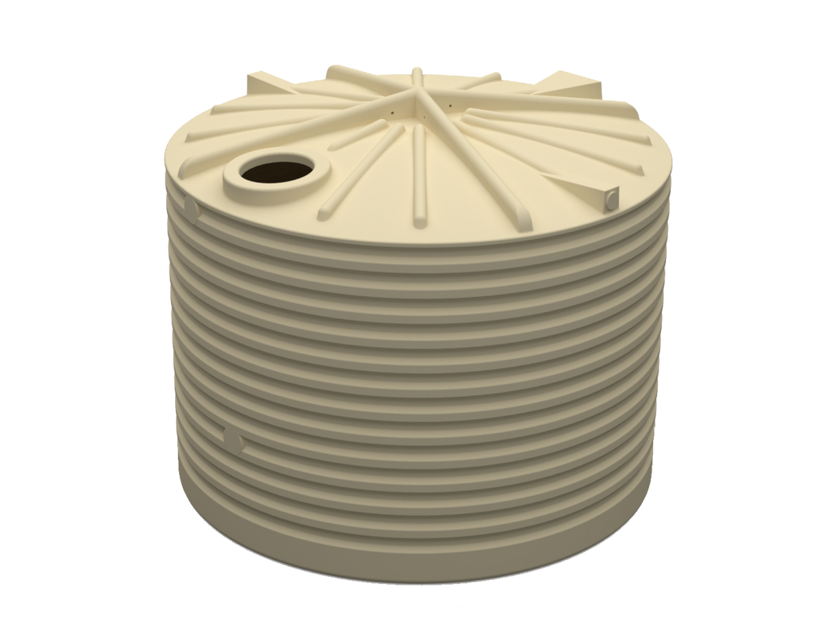 10,000L classic cream poly rainwater tank, vertical above-ground water storage tank