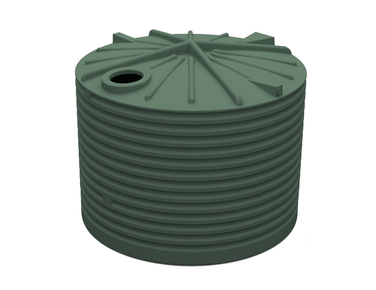 10,000L green poly rainwater tank, vertical above-ground water storage tank