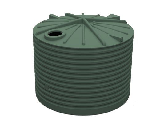 10,000L green poly rainwater tank, vertical above-ground water storage tank