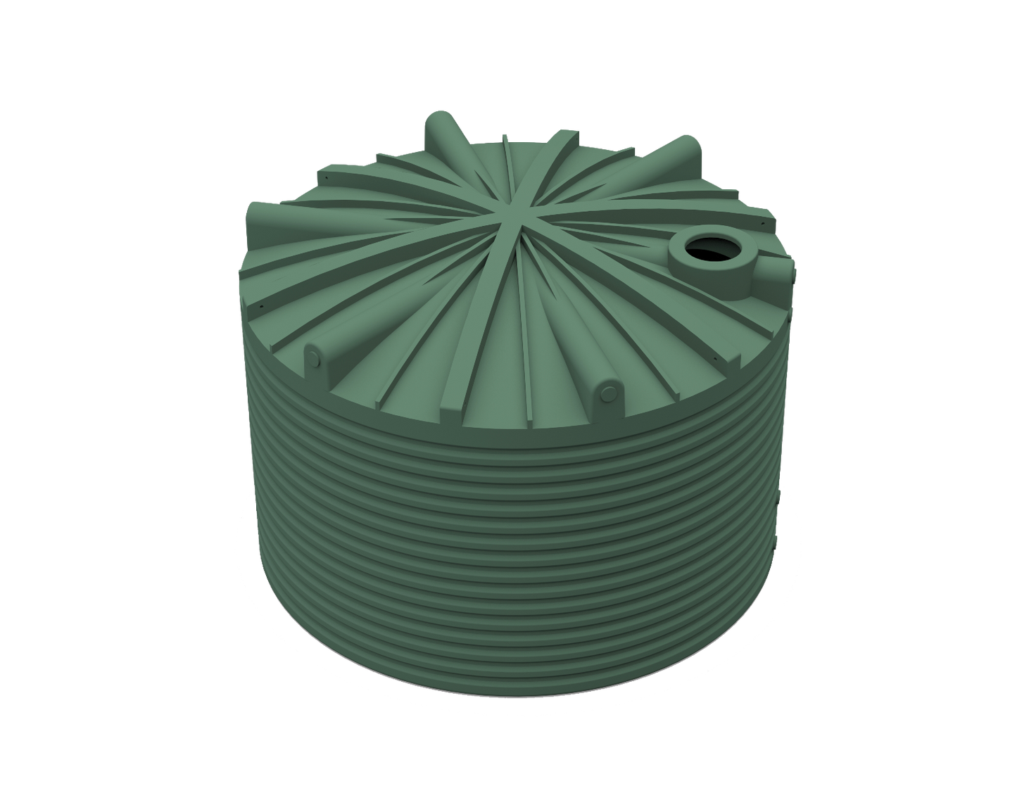 25_000L Rivergum green poly rainwater tank top view