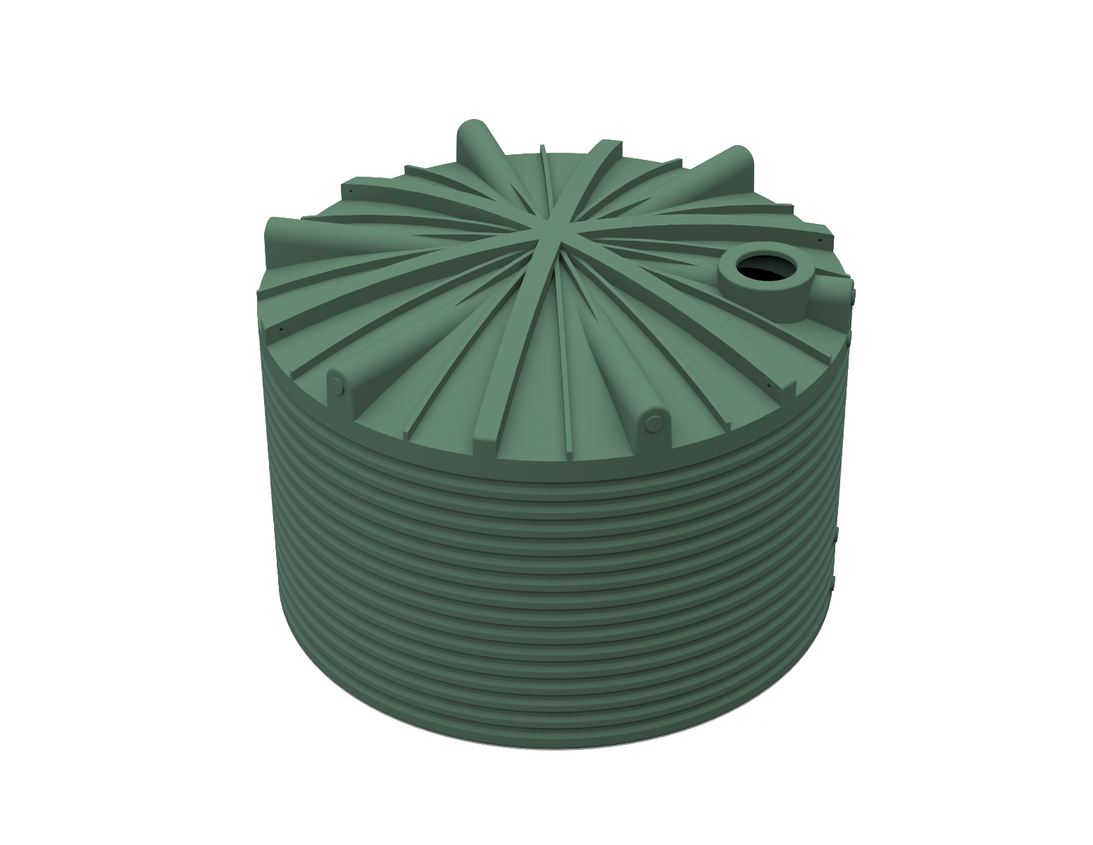 25_000L Rivergum green poly rainwater tank top view
