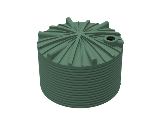 25_000L Rivergum green poly rainwater tank top view