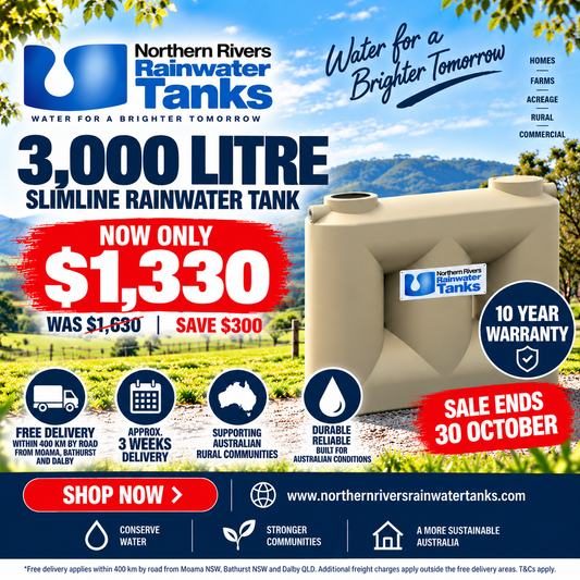 3,000L Slimline Poly Rainwater Tank | Clark Tanks