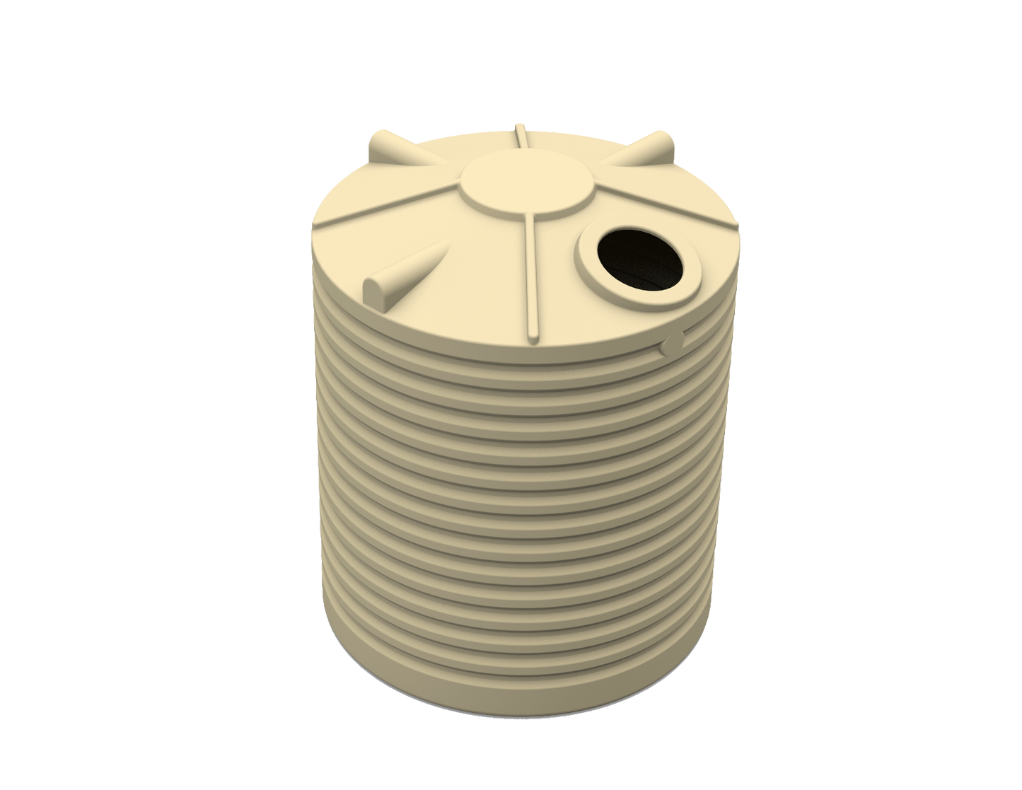 Cream 5,000L Clark Tanks round poly rainwater tank
