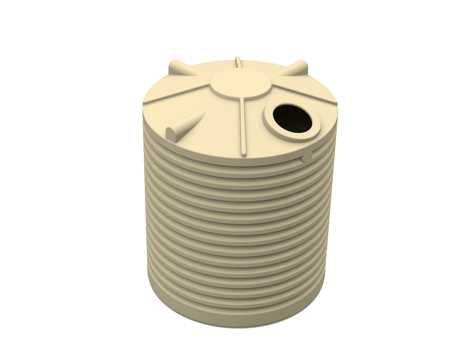 Cream 5,000L Clark Tanks round poly rainwater tank