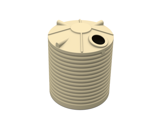 Cream 5,000L Clark Tanks round poly rainwater tank