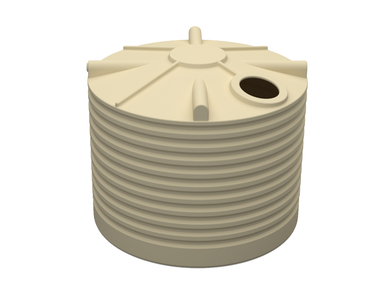 Cream 5,000L Clark Tanks squat poly rainwater tank
