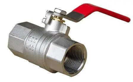 Stainless steel and chrome ball valve with red handle for poly rainwater tanks